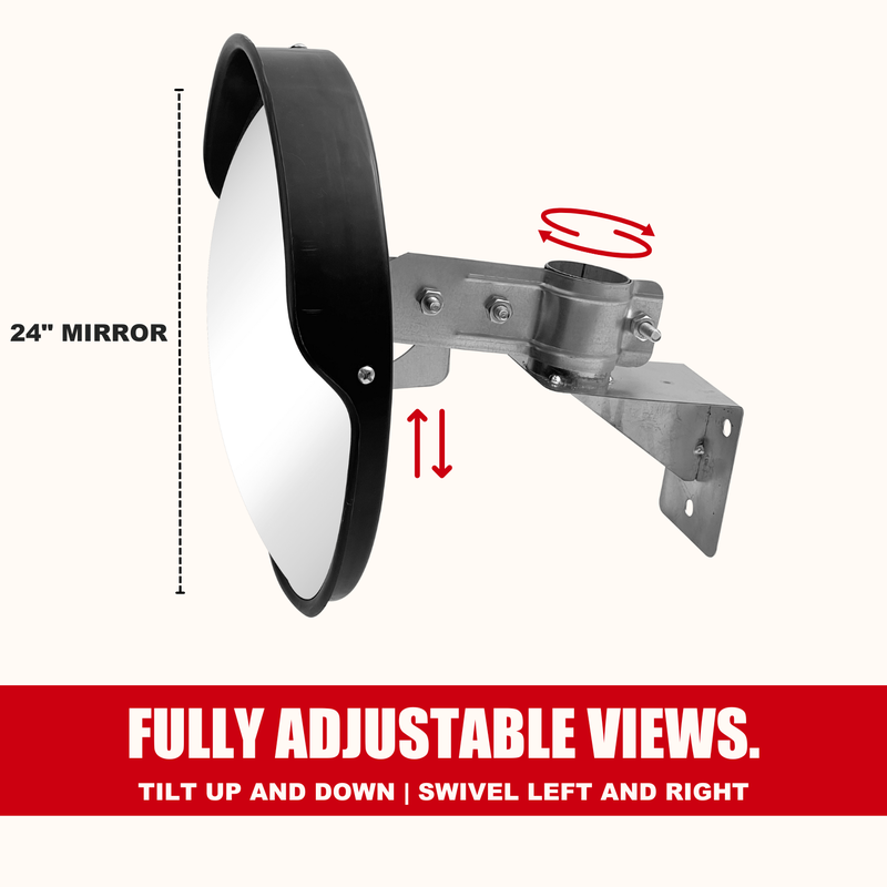 24" Convex Safety Mirror with Adjustable Bracket
